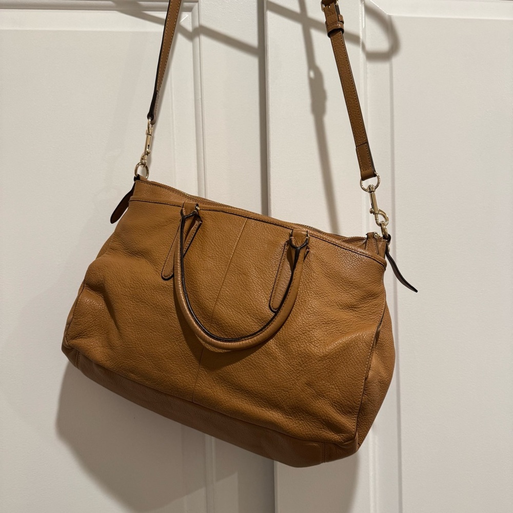 Coach Morgan Pebbled Leather Satchel Bag Brown - Picture 9 of 13